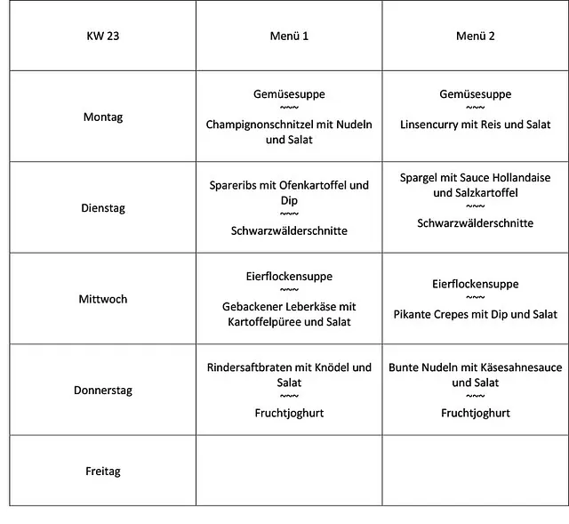 Mittagsmenü
