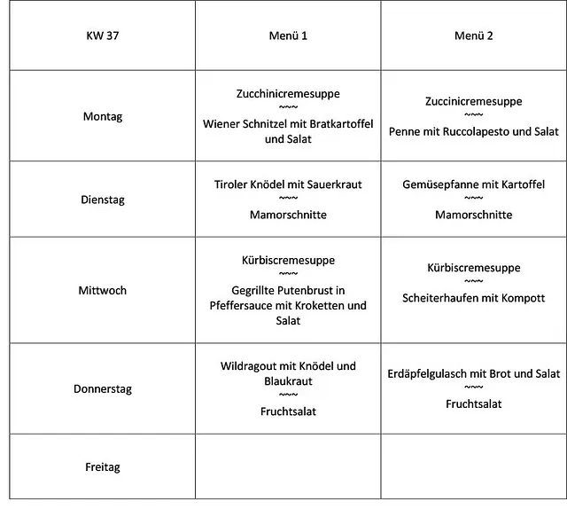 Mittagsmenü