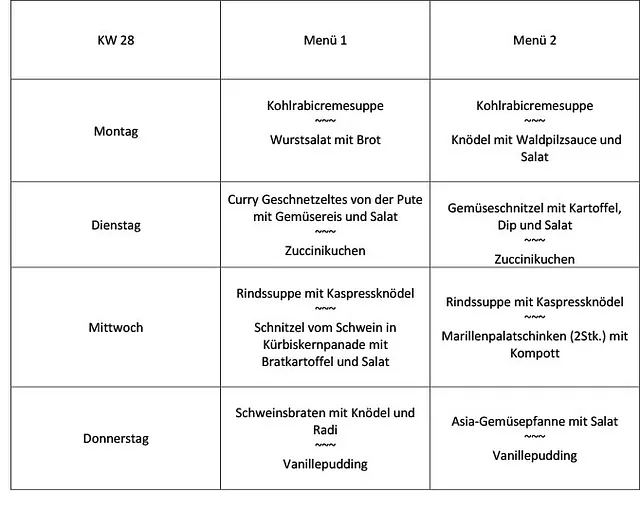 Mittagsmenü KW28