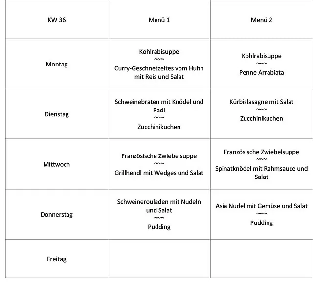 Mittagsmenü