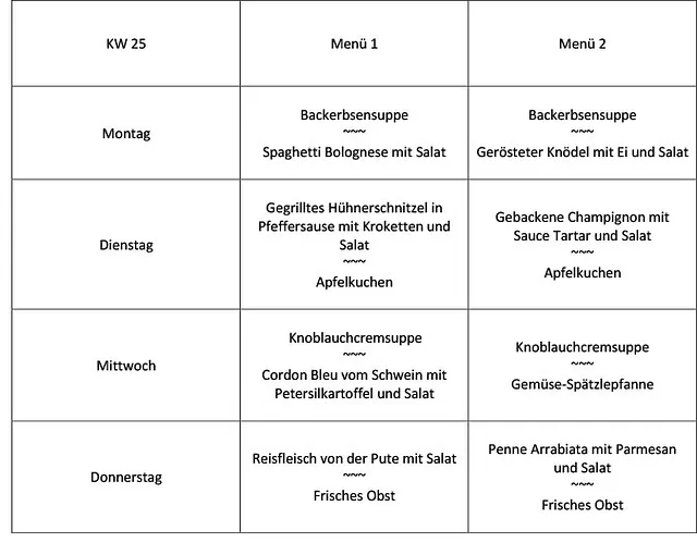 Mittagsmenü