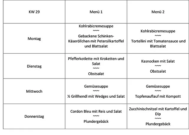 Mittagsmenü